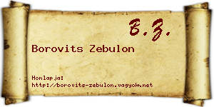 Borovits Zebulon névjegykártya